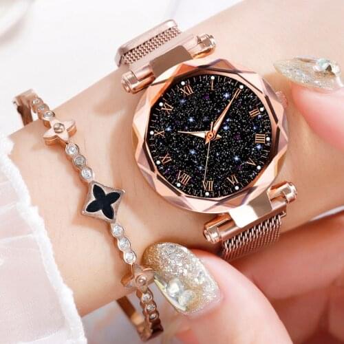 Luxus Marke Frauen Uhr Magnet Edelstahl Strap Starry Sky Weibliche Quarzuhr Madchen Student Wasserdichte Damen Uhr