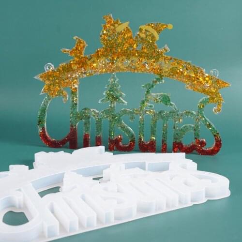 Santa Claus Snowman Christmas Letter Pending Silicone Mould DIY Xmas Epoxy Mold