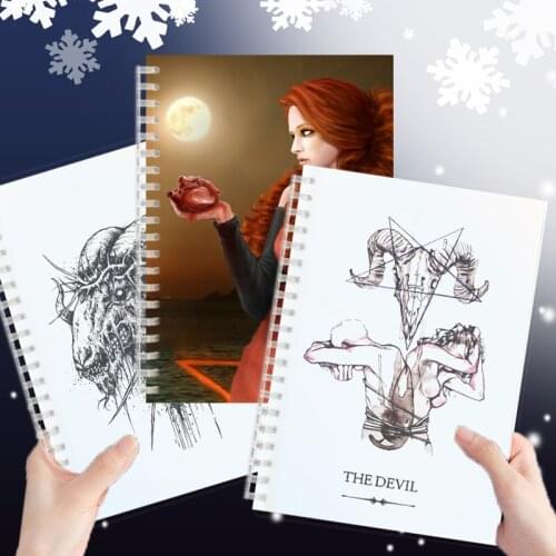 Satan Spiral Notebook Death Demon Women Harajuku Scary Horror Satanism Reaper Note Book Grim Baphomet Satanist Diary Evil Cover