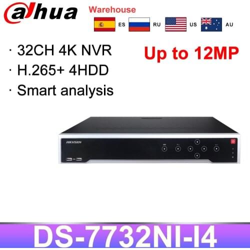 Hikvision 4K NVR 32CH 12MP NVR DS-7732NI-I4 H265+ 4 HDD Fisheye people counting plate recognition Smart CCTV surveillance system