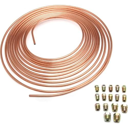 Brake Tube Galvanized Copper Brake Pipe For Automobile 25 Foot Mosquito Coil Shape Gold With 16pcs Accessories Dropshipping New