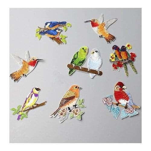 8PCS Birds and Flowers Embroidered Cloth Patch Clothes Diy Decorative Stickers Affixed Adhesive Accessories Flower Iron RS700