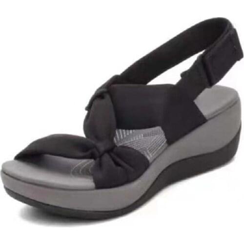 Summer shoes women sandals 2021 solid color bohemian casual wedge shoes female fish mouth velcro beach sandals ladies plus size