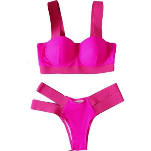 Quanss Push Up Bikini Set Women 2021 High Waist Swimwear Summer Sexy Bathing Suit Female Two Piece Swimsuit Beach Wear Biquini