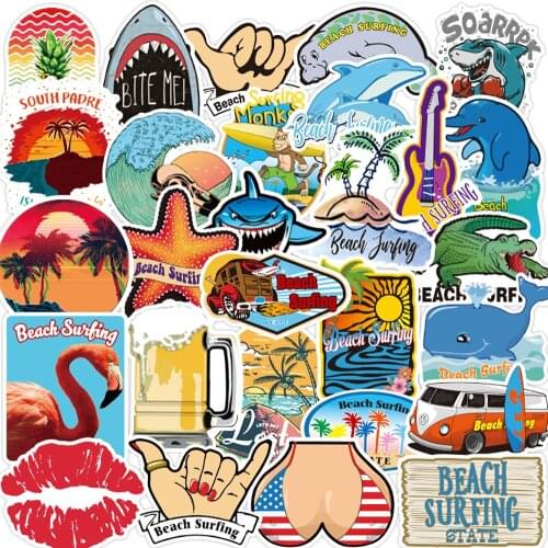100PCS Beach Vacation Travel Graffiti Stickers Laptop Skateboard Guitar Luggage Waterproof Classic Kid Toy Cool Sticker Decal