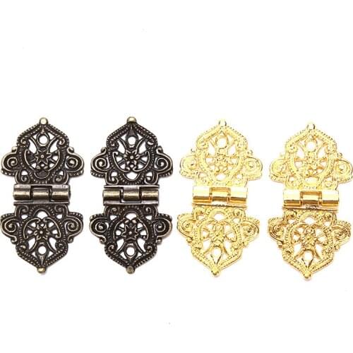 2pcs Vintage Alloy Hollow Flower Hinge Furniture Hardware DIY Box Metal Hinges