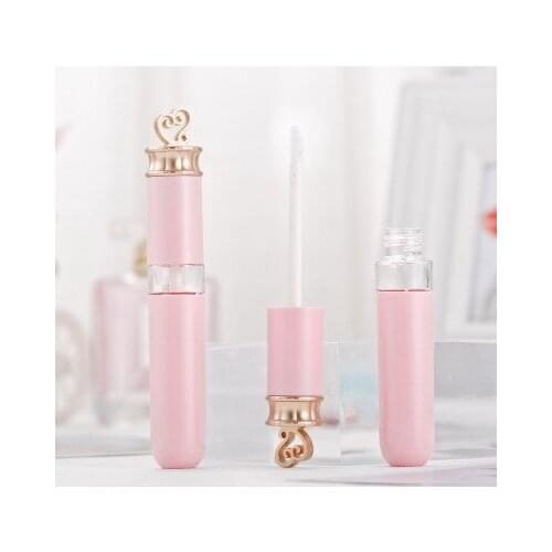 2020 New 7ml Pink lip gloss tubes,Empty lip balm bottle,Gold Heart shape Top,Lipstick Cosmetic packing container