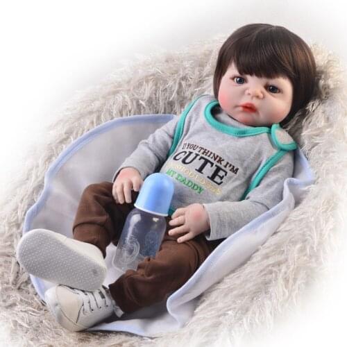 23 Inch Boneca bebes reborn menino Full Silicone Vinyl Reborn baby boy Dolls 57 cm Realistic baby New born Dolls toys gift