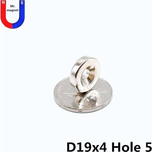 30/100/500pcs 19x4-5 magnet in magnetic material 19x4 magnet With countersunk hole 5 super strong 19x4-5 neodymium magnets NdFeB