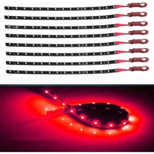 8PCS Red Car Motorcycle Auto Interior Waterproof Flexible Lighting 30cm 15 SMD LED 3528 Strip light 12V