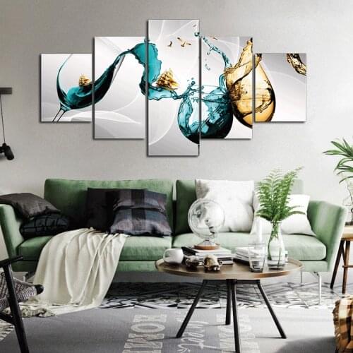 Unframed 5 Pieces Abstract Luxury Canvas Art Painting Prints Modern Wall Decorative Pictures for Living Room Office Home Decor