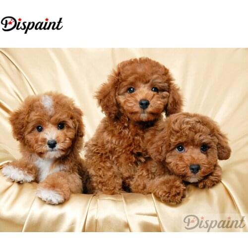 Dispaint Diamond Painting "Animal dog friend" DIY 5D Diamond Embroidery Sale Full Set Rhinestone Cross Stitch Home Decor A26042