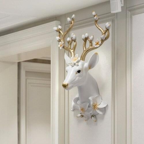 American creative deer head pendant fashion light luxury living room porch wall decoration Eco-friendly resin hanging adornment
