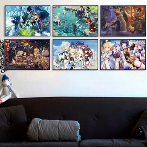 Genshin Impact Anime Game Posters Canvas Print Pictures Canvas Painting Home Decor Modular Bedroom Kids Decorative