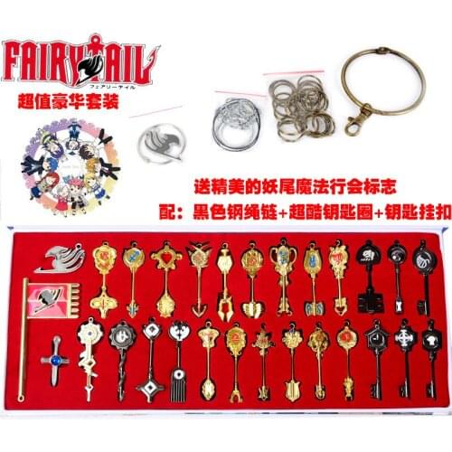Fairy Tail Lucy Scale Heartfilia Sign of The Zodiac Key Ring Holder Keychain Necklace Pendant Cosplay Set Figure Collection