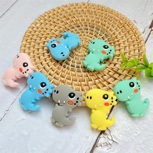 50/100pcs BPA Free Baby Silicone beads Animal Dinosaur Teething Beads Baby Pacifier Toy Accessories