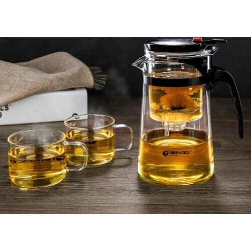 Tea Pots Heat Resistant Glass Tea Pot Tea Infuser Chinese Kung Fu Tea Set Kettle Coffee Glass Maker Office Tea Sets MJ1013