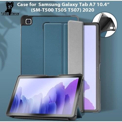 Folding Cover for Samsung Galaxy Tab A7 T500 T507 T505 TPU Case for Samsung Galaxy Tab A7 10.4 2020 Stand Pu Leather Skin