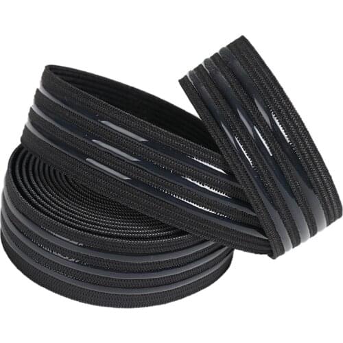 Black 2/5/10meters 2-4cm Non-slip Elastic Band Wave Silicone Rubber Webbing Belt DIY Sport Clothes Wrist Guard Sew Accessories