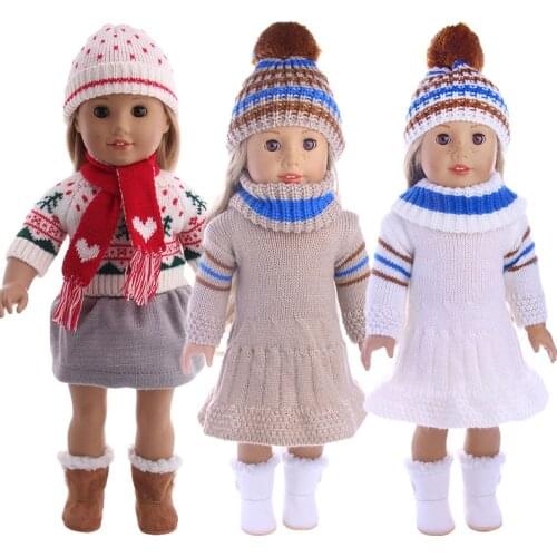 For 18 Inch American Doll Girl & 43 Cm New Born Baby Doll Clothes,Our Generation,1Set of Handmade Woolen Clothes ,Accessories