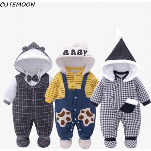 Boy Warm Snowsuit Newborn Girl Jumpsuit Hooded Winter Infant Overalls Baby Born Clothes Coat Kid Bear Romper Toddler Outerwear