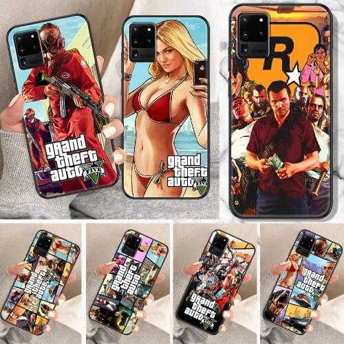 Grand Theft Auto GTA GTA5 Phone case For Samsung Galaxy Note 4 8 9 10 20 S8 S9 S10 S10E S20 Plus UITRA Ultra black art bumper