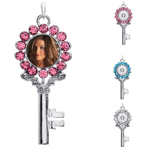 Button necklaces pendants for dye sublimation key necklaces pendant jewelry for women heat tranfer printing blank consumable