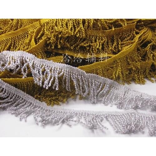 3yards Gold Rayon Twist Rope Fringe Lace Trim Macrame Clothing Upholster Accessories Handmade Diy Decor 4.5cm Tassel Lace fabric
