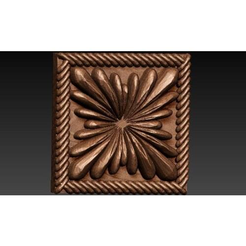 Square decorative block 3d model relief for cnc in STL file format