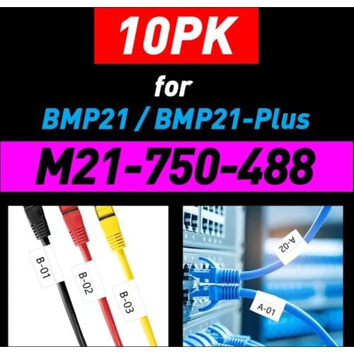 1/5/10PK M21 Label Tape Polyester Ribbon Compatible BMP21 Printer bmp21-plus bmp21-lab M21 750 488 19.1mm Label Black on White