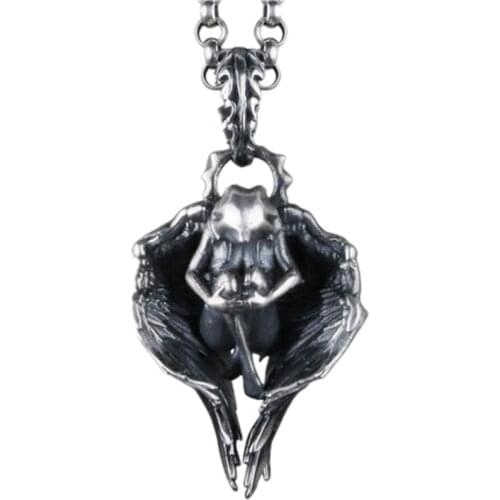 BOCAI 2021 New 100% Solid Pure s925 Silver Guardian Angel Pendant Retro lovers Gift Man and Woman Necklace Pendant