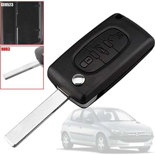 OcioDual CE0523 HU83 Trunk 3Buttons Flip Key Shell Case for Peugeot 206 207 306 307 308 407 607 806 Citroen C2 C3 C4 C5 C6 C8