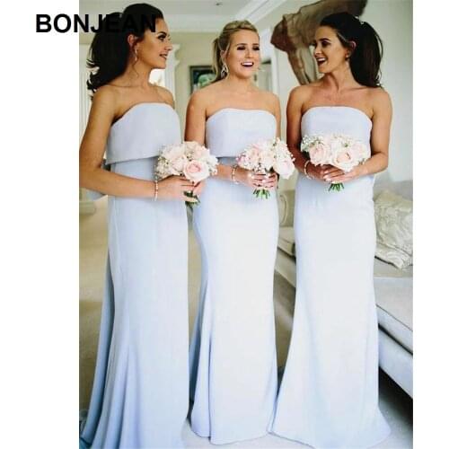 Wholesale Price Long Bridesmaids Dresses for Teens Chiffon Sheath Strapless Dresses for Wedding Party Bridesmaids Dress