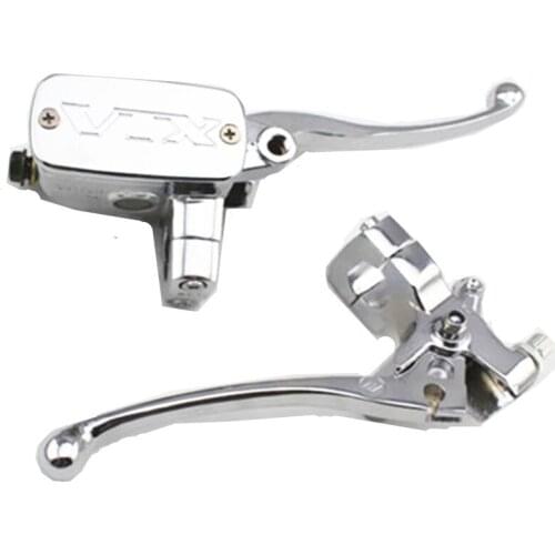 Pair Chrome 1" 25mm Handlebar Control Reservoir Brake 14mm Bore Clutch Levers Motorycycle For Honda VTX VT
