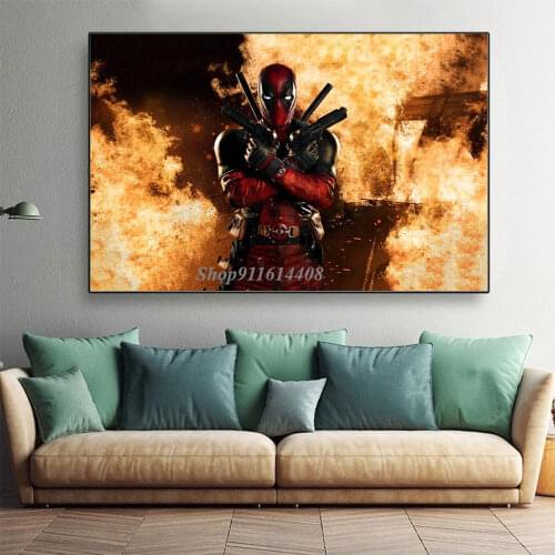 Deadpool Superhero Marvel Movie Poster Anime and Canvas Painting Wall Art Print on The Living Room Wall Home Decoration Pictures