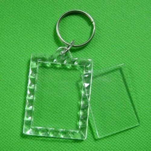 New 3pcs Transparent Photo Frame Keychain Acrylic DIY Insert Picture Artistic Photo Frame Geometric Shaped Split Key Holder