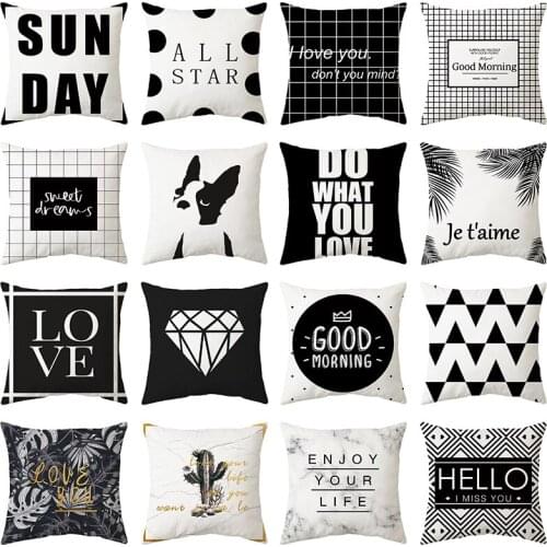 Nordic Balck Throw Pillow Case Diamond Zebra Tropical Love Geometry Cushion Covers for Home Sofa Chair Decorative Pillowcases