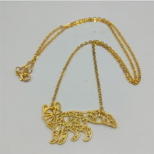 Trendy Gold Fox Necklace Origami Gold Geometric Animal Fox Necklace & Pendants Party Accessories Drop Shipping