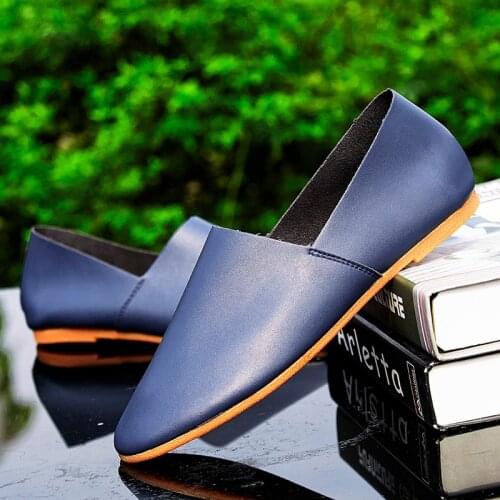 Valstone Handmade Soft Leather Moccasins Men Spring summer Loafers PU boat shoes ultra light slip-on drive flats low-top shoes