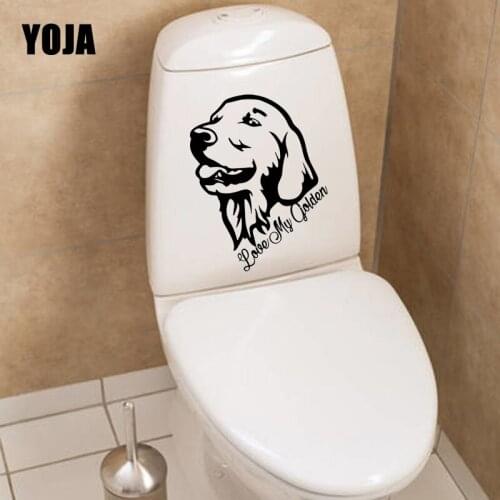 YOJA 17.7X22.8CM Love My Golden Retriever Toilet Decal Wall Sticker Home Decor Dog Pet Lover T5-1419