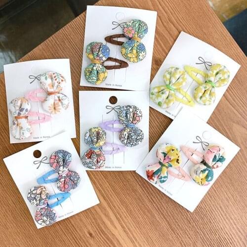 2/4pcs/Set Print Hair Clips for Girls Bows Baby 3cm Hairpins Cute Barrettes Fashion Hair Accessories