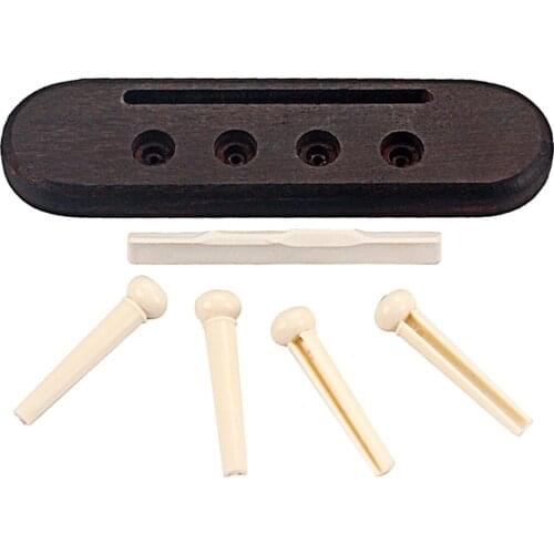 1 Set Rosewood Guitar Bridge and 1 Saddle 4 Net Ukulele Accessory Part - Music Lovers