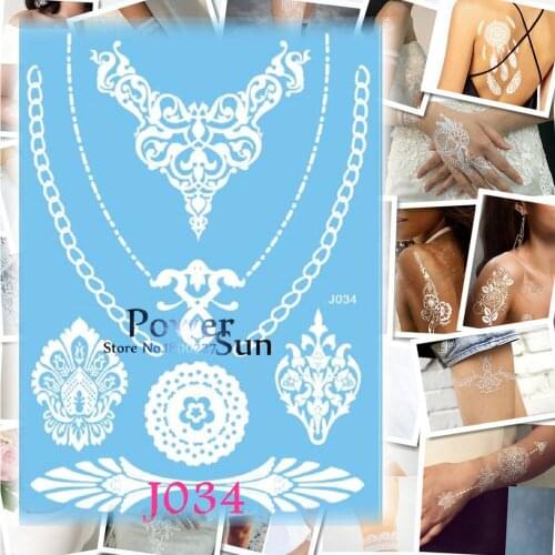 1PC White Henna Lace Tattoo Body Art Flash Temporary Tattoo Paper Paster Waterproof Necklace Pendant Tatoo Women Wedding Choker