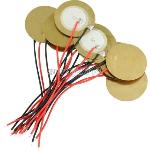 10PCS 20mm Piezo Elements Sounder Sensor Trigger Drum Disc 6.5KHZ + wire copper