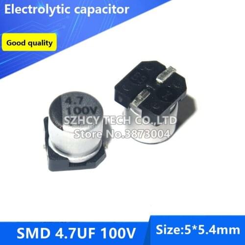 100pcs SMD 4.7UF 100V 5*5.4 Electrolytic capacitor