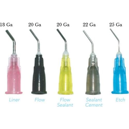 100 Pcs /Pack Dental Irrigation Pre Bent Needle Tips Etch Delivery Tip 18/20/22/25 Ga Flow Sealant Etchant Syringe