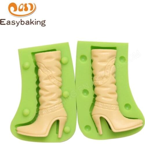 2PCS/SET Women High Heels Thigh Boots Shape Fondant Cake Decors Mold Chocolate Silicone Molds Sugar Icing Mould
