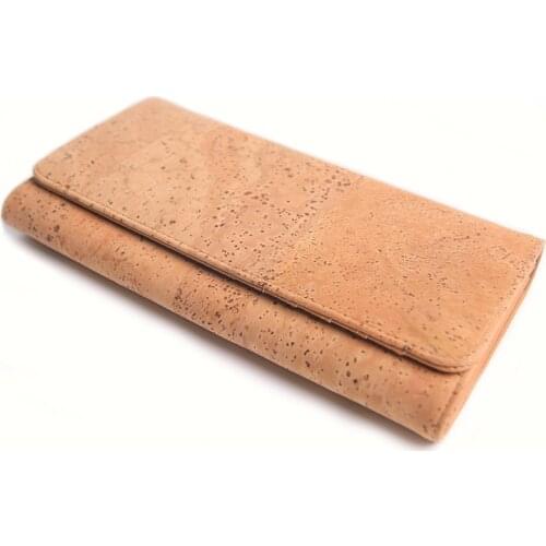 2 in 1 Multifunction Unisex Solid Beige Rustic Natural Cork Wallet with Cards Photo Slots for Vegan