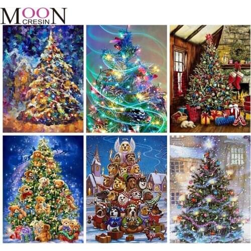 2020 DIY Diamond Painting Christmas Trees Mosaic Full Square /Round Drill Diamond Embroidered Cross Stitch Home Decor Rhinestone