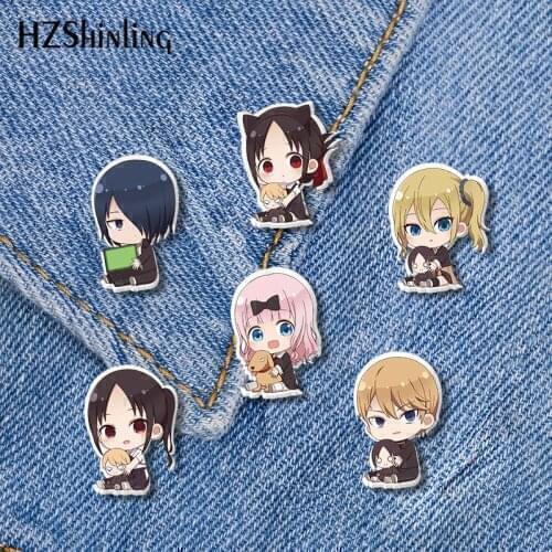 2021 New Kaguya-sama Love Is War Acrylic Lapel Pin Anime Kaguya Chika Epoxy Butterfly Clasp Pin Handmade Butterfly Brooch